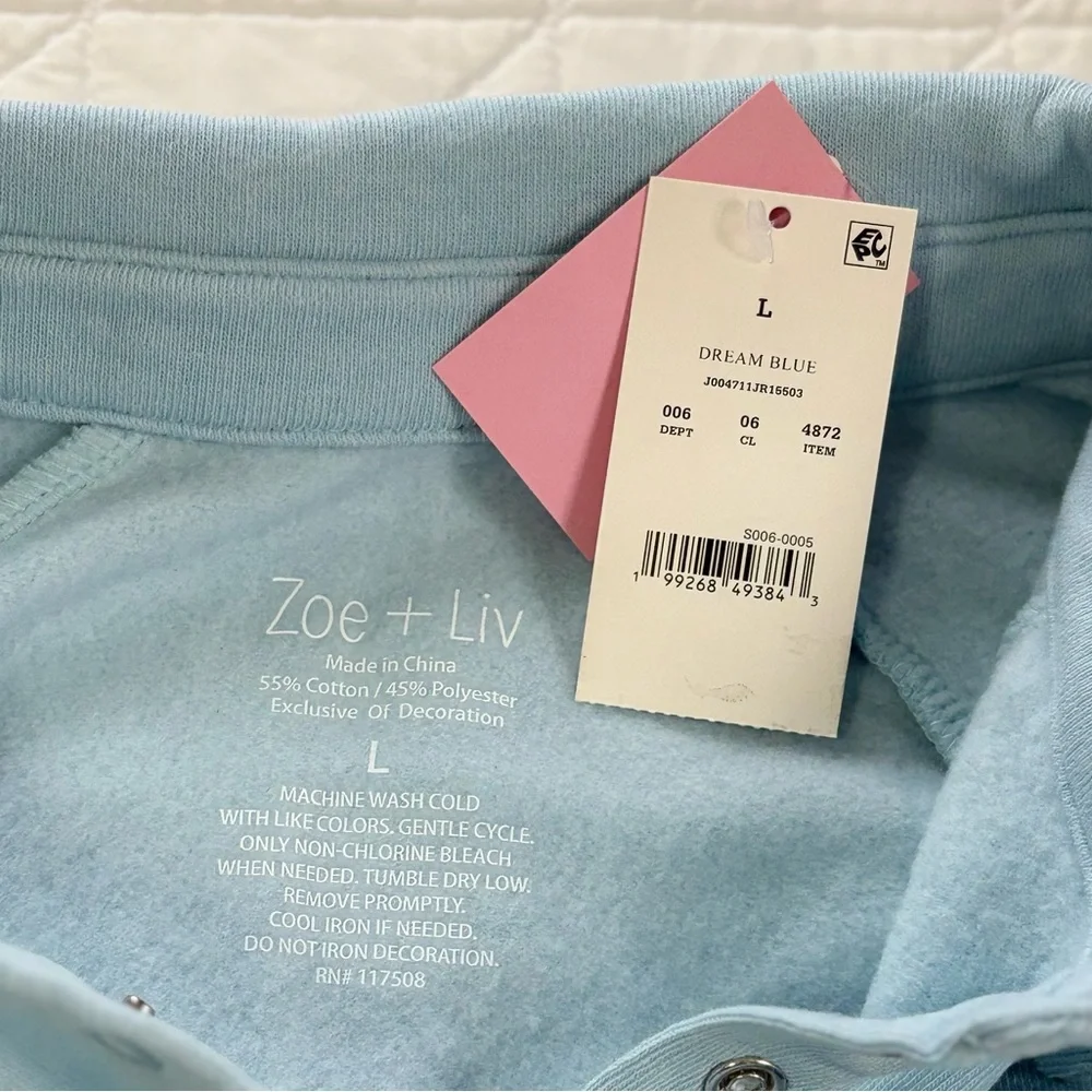 Zoe + Liv Dream Blue Light Blue Snap-Front Pullover - Picture 2 of 6